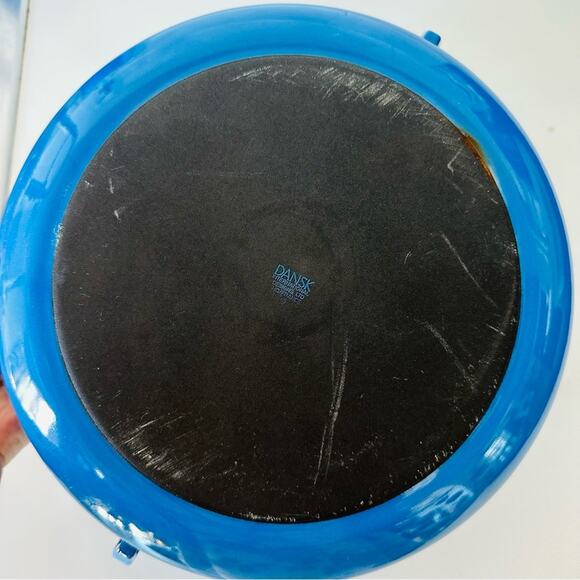 DANSK Blue Mid Century Scandinavian Enamel Dutch Oven Casserole Dish Black Base - Picture 3 of 5